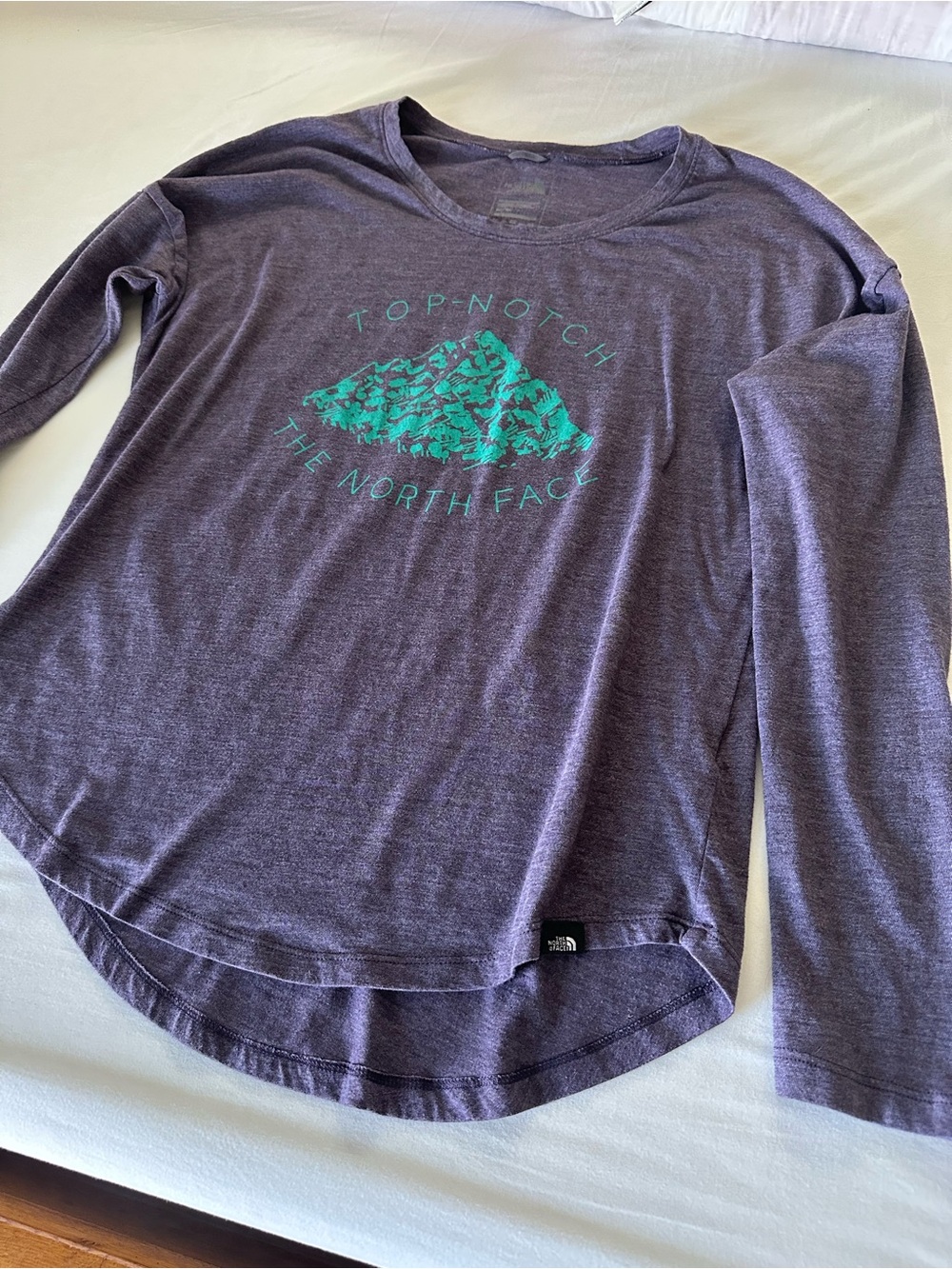 The North Face Purple Long Sleeve Tee with Teal Mountain Logo - Picture 4 of 9